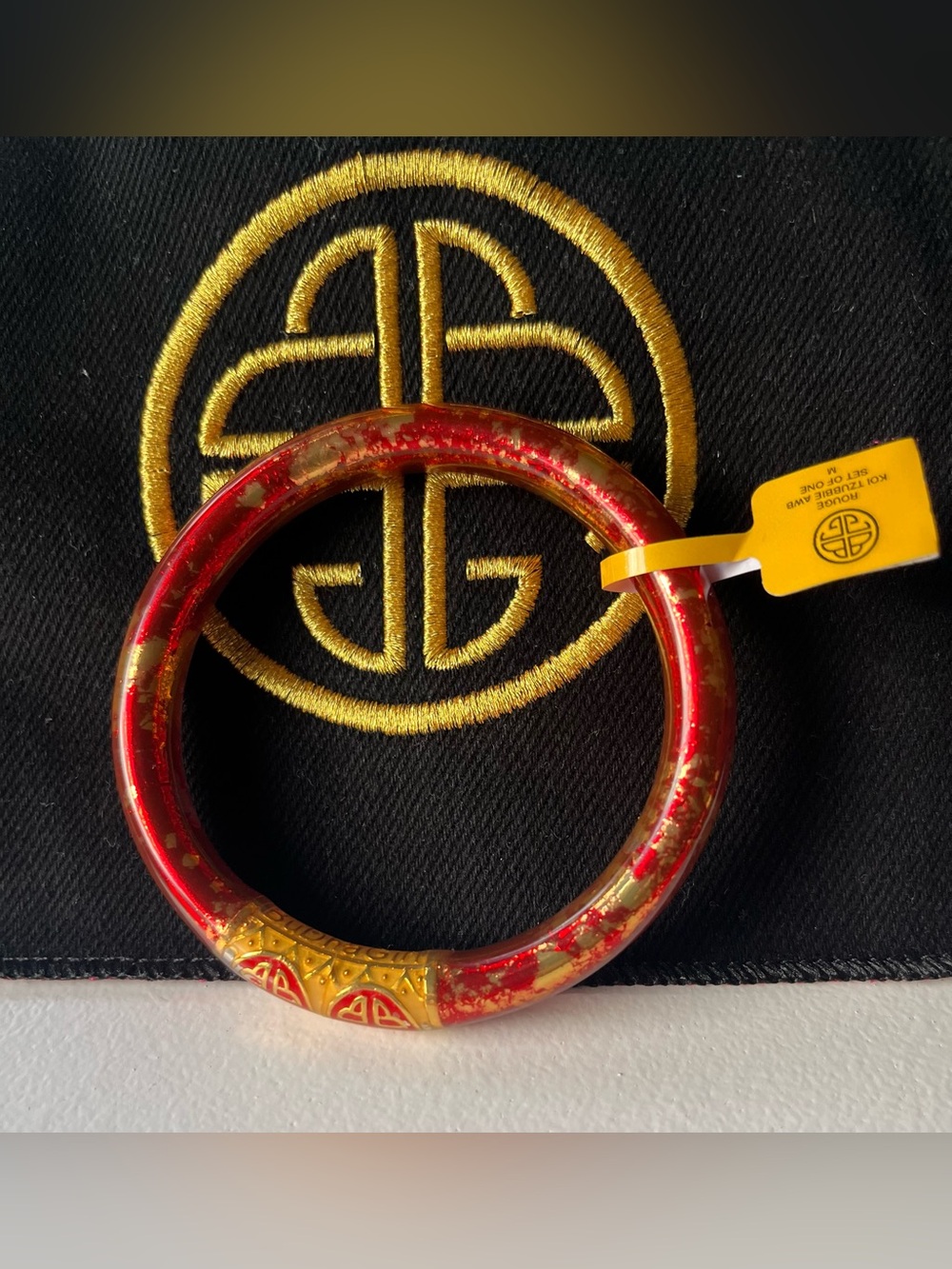 BuDhaGirl KOI Rouge Red & Gold Tzubbie All Weather Bangle size Medium